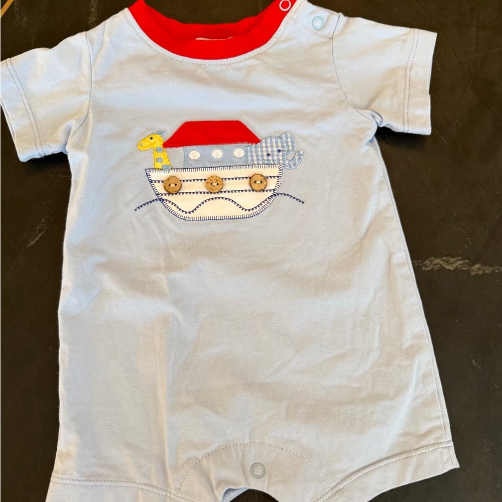 Playful Light Blue Romper with Boat Design
